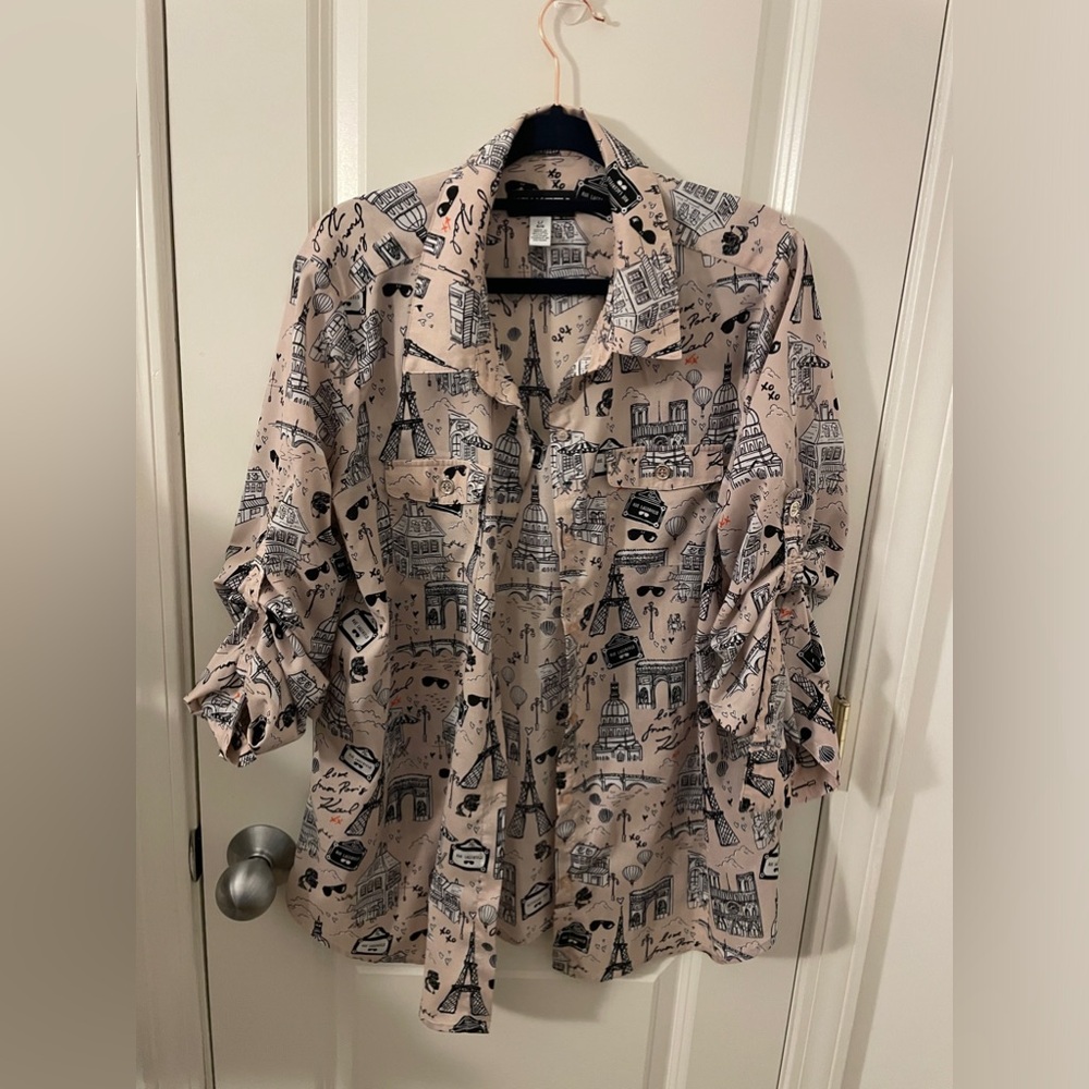 Karl Lagerfeld Paris Signature Blouse Button Shirt